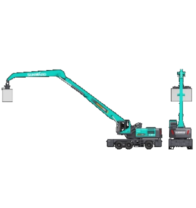 作业幅度达18米，，，，永利集团官网智能首台轮式抓料机乐成下线